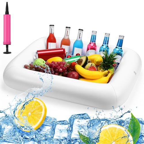 FillTouch Barra de servir retangular inflável suporte de bebida flutuante para piscina, porta-copos infláveis, acessórios de banheira de hidromassagem para adultos, natação, diversão, boias para