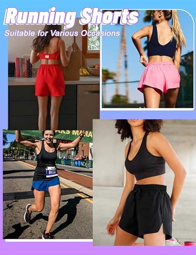 High Waisted Running Shorts for Women with Pockets, 2.5" Black Athletic Workout Gym Yoga Spandex Dolphin Shorts3