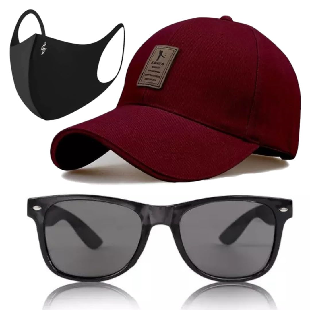 unisex cap combo offer pack of 3 brand a soft flexi adjustable cap quick drying cap for men and women (freesize) sunglasses rectangle retro vintage cap multicolour