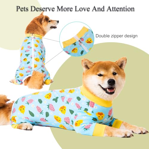Image of Dog Recovery Suit for Small Medium Large Dogs, Pet Onesie After Surgery Comfort Dog Bodysuit Anti Licking (Blue,XL)