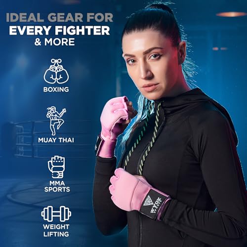 Image of WYOX Gel Boxing Hand Wraps Inner Gloves for Men & Women - 80cm /31inch Quick Wrist Strap, Padded Knuckle Support, Fingerless MMA Muay Thai Kickboxing Wraps for Training, Punching & Martial Arts