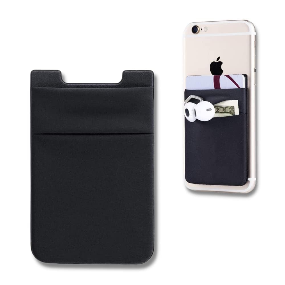 CRYSENDO Nylon Wallet Protected Card Holder | Strong 3M Adhesive Holder for I-Phone & Android Smartphones | Slim Phone Back Wallet for 2-3 Cards + Cash (Black)