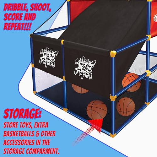 TeganPlay Arcade Basketball Game Set 2 in 1 Dual Shot with 6 Balls and 2 Hoops for Kids 3 to 12 Years Old Indoor Carnival Games - Thumbnail 5