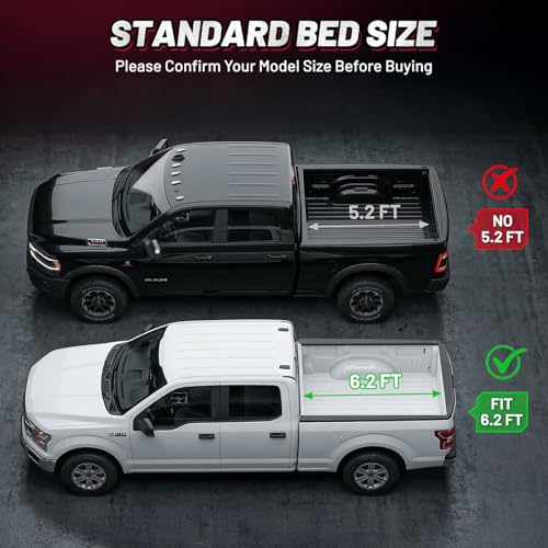 Image of BDFHYK Hard Tri Fold Tonneau Cover for Chevy Colorado GMC Canyon 2015-2026 6.2 FT Long Bed, Waterproof Hard Folding Truck Bed Cover with Anti-Theft Lock, Easy Install for Camping and Work Trucks