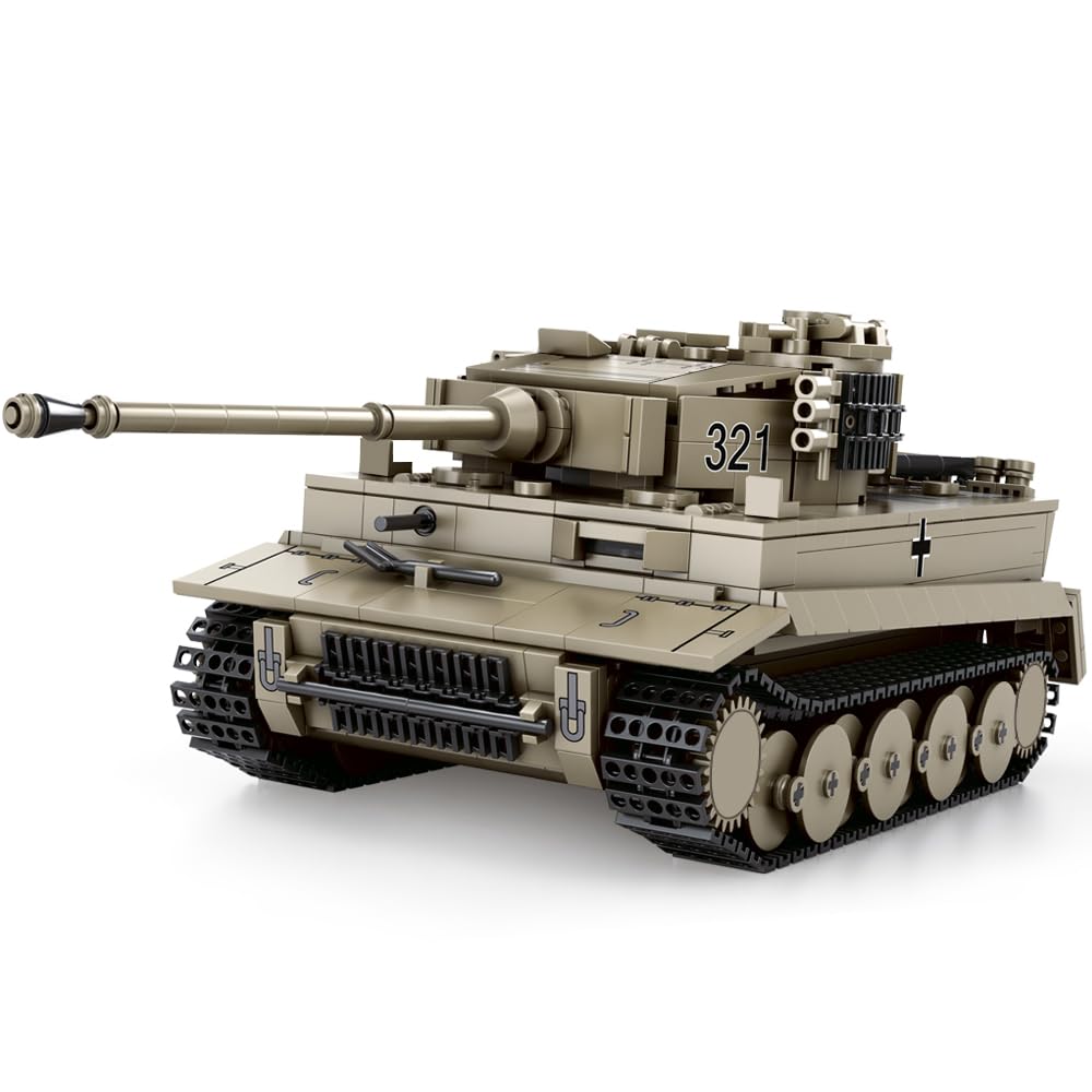 MISINI77031 World of Tanks 1:28 German Tiger I Tank Building Block Set, 1138 PCS Creative Heavy Tank Bricks Model Gift for Teens and Adults, Bonus World of Tanks Game Props Redemption Card