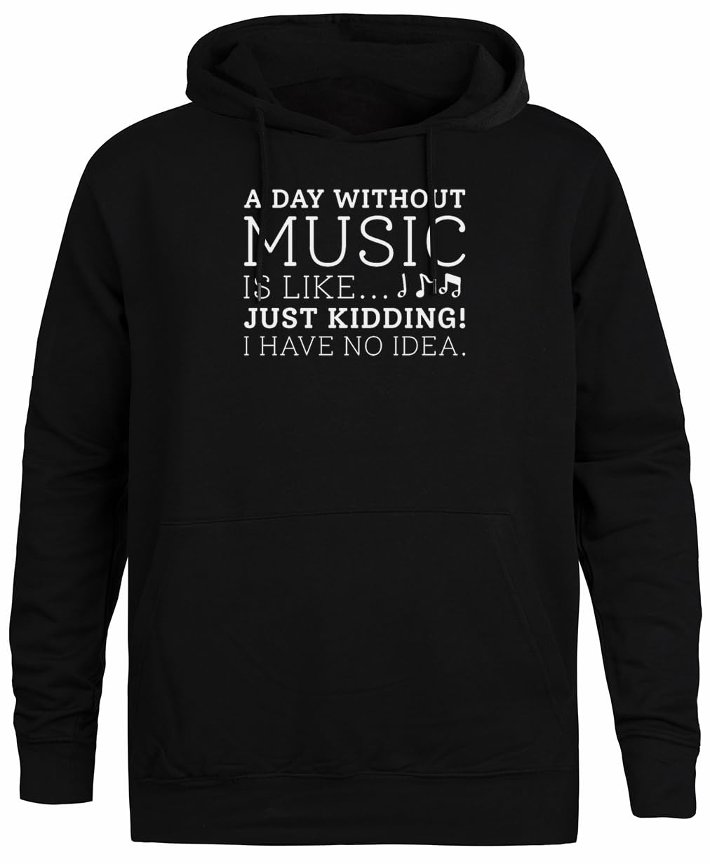A Day Without Music Felpa con Cappuccio Unisex con Cappuccio Nero