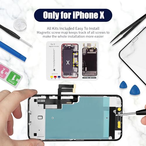 Mrr.Omw For Iphone X Screen Replacement 5.8 Inch Cof Fhd Display 3D Touch Digitizer With Waterproof Adhesive + Tempered Glass + Repair Kit For Model A1865 thumb #5