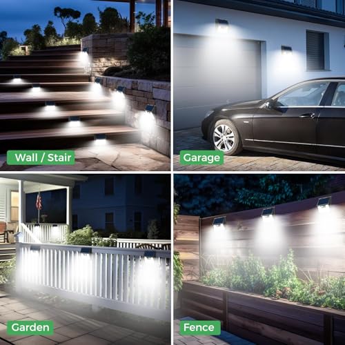 LOTMOS 6 Stück Solarlampen für Außen mit Bewegungsmelder, 176 Superhelle LED Solarleuchten für Aussen IP65 Wasserdichte, 3 Modi Solar Lampe Outdoor für Garten Garage Hof Draußen, Kaltes Weiß