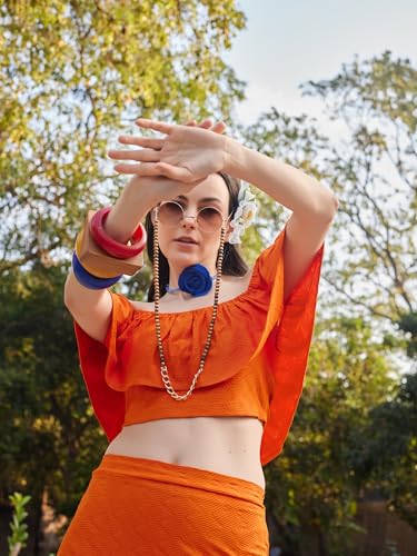 Image of PURVAJA Women's Midi Co-ords (Luna-021-Orange Orange Medium)