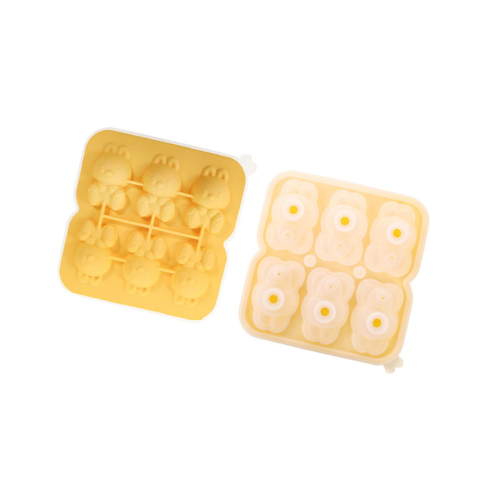 Buxuaaaa Yellow Food Grade Silicone Ice Tray Lovely Rabbits Shape Ice Mold Maker Making Tool For Soup Freezers Wine Juices Mold For Whiskeys Cocktails Maker Small Trays For Freezers