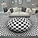 RUGMRZ Alfombras para Salon 3D Visual Redondo Alfombra Cuadrado Sala de Novio Blanco Y Negro Mesa Estereoscópica Y Silla Mats Epidemic Táctil Peludo Corta alfombras de Pelo 100X160CM/3ft 3''X5ft 3''