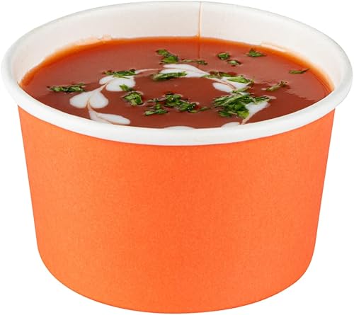 Coppetta - Vasos de postre de 5 onzas, 50 tazas desechables para helado, tapas se venden por separado, cuencos de yogur congelado de papel naranja,