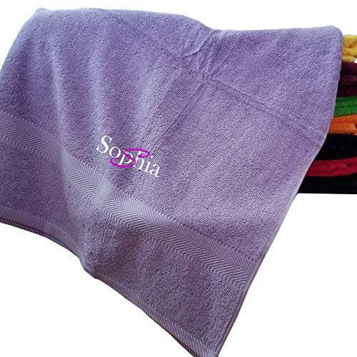 Tri Color Personalized Bath Towels Monogrammed Embroidered 35 x 65 Soft Plush Absorbent