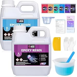 LET’S RESIN 80oz Crystal Clear Casting Resin Kit,Bubbles Free Epoxy Resin Supplies,Clear Resin for Beginner,Tumblers,Molds,Jewelry,Resin and Hardener with 6 Mica Powders,Large Silicone Cup