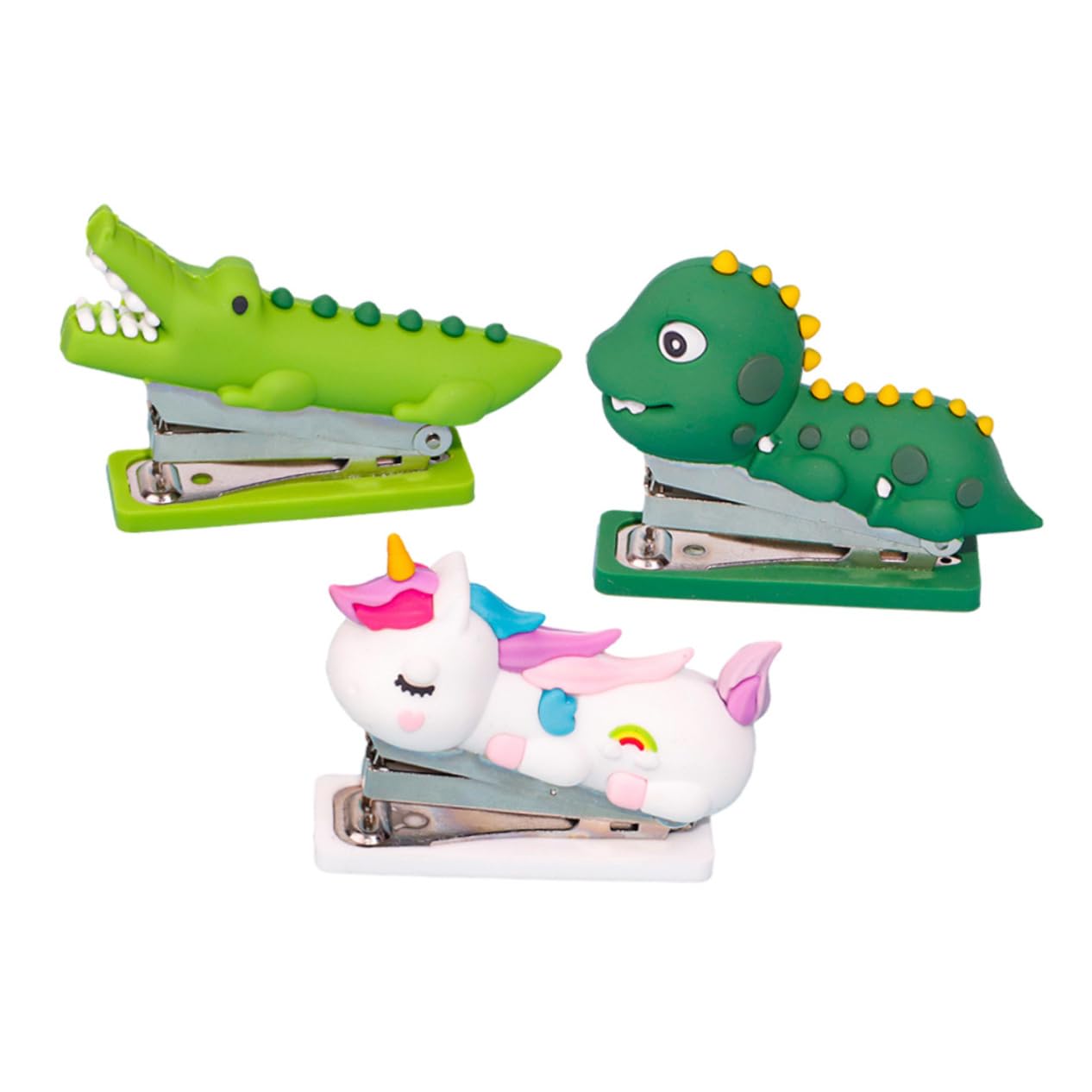 HOMSFOU 3 Set Mini Base Scuola Piccolo Macchina Carino Scrivania Cucitrice Servizi Di Animale Carini Cerogde Per L'ufficio Di Casa Cute Cupler Mini Acciaio Inossidabile 3 Pezzi * 3