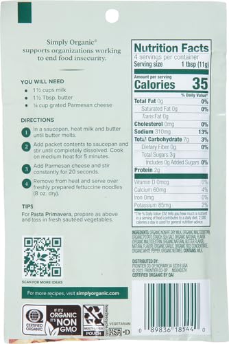 Miniatura 3 de Simply Organic Alfredo - Mezcla de salsa certificada orgánica sin gluten 148 onzas