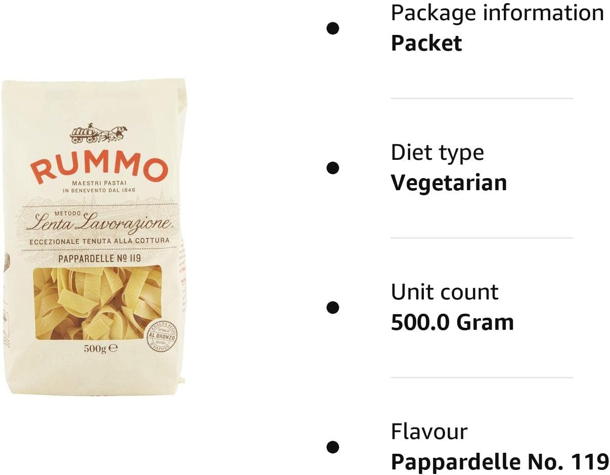 Italian Gourmet Pappardelle n.119 pasta di semola, Bandnudeln 20 x 500g | Lenta lavorazione e trafilatura ruvida, Hartweizengrieß, ideale con ragù e, Gesamtnettogewicht 10 kg + Kostenlos Polpa 400g
