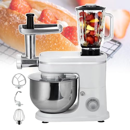 pealiritansemen Kitchen Stand Mixer, 6 L Portable Cake Mixer With Splash Guard, 3 In 1 Dough Blender 1.5 L Juice Extractor, With 3 Accessories, For Dessert Shops, Bakeries