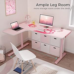 EUREKA ERGONOMIC Pink L Shaped Gaming Desk, 60 Inch Large Home Office Corner PC Computer Table Study Writing Modern Workstation Girls Female Gifts L60 w Mouse Pad Cable Management, Space Saving, Left EUREKA ERGONOMIC Pink L Shaped Gaming Desk 60 Inch Large Home Office Corner PC Computer Table Study Writing Modern Workstation Girls Female Gifts L60 w Mouse Pad Cable Management Space Saving Left