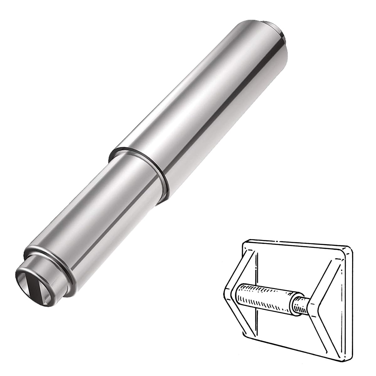 Toilet Tissue Roll Holder Retractable Replacement Paper Roller Spring Loaded Insert Spindle Paper Winding Rod for Bathroom (Silver)