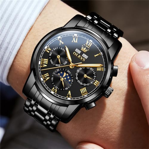 Image of OLEVS Watches for Men Dress Chronograph Luxury Stainless Steel Big Face