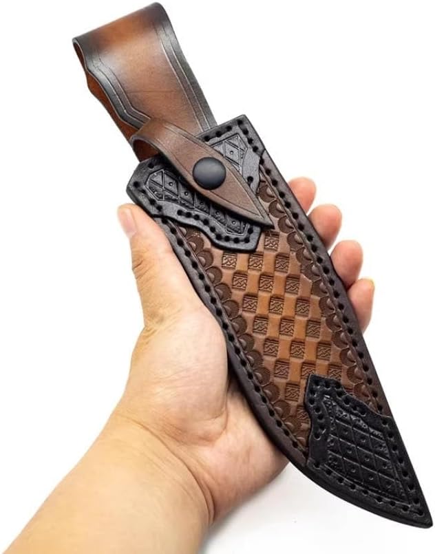 1PC Knife Sheath for Belt with Snap Closure, Handmade Leather Protective Cover Fits for Outdoor Camping, Hiking