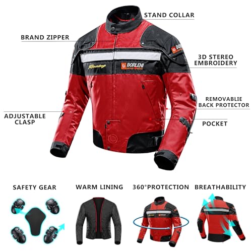 Image of Motorcycle Jacket Motorbike Riding Jacket Windproof Motorcycle Full Body Protective Gear Armor Autumn Winter Moto Clothing XXL