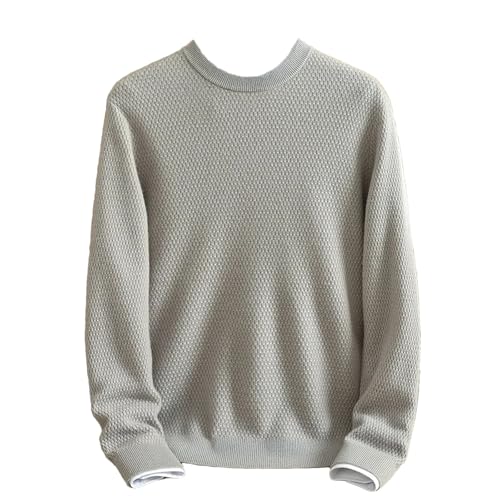Vogrtcc Men's Crewneck Winter Thickened Cashmere Sweater Youth Solid Color Casual Sweater