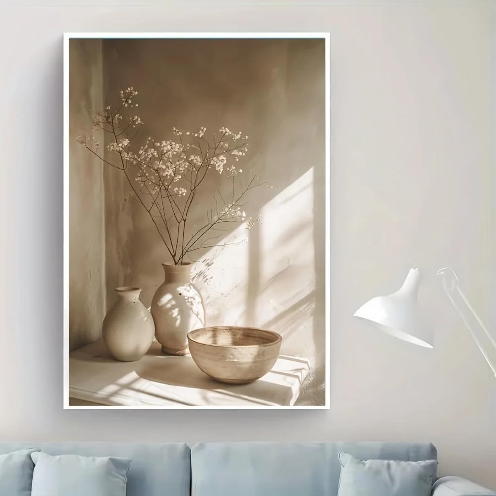 GKUVBF Modern Abstract Vase and Flower Arrangement Canvas Art Print for Bedroom and Living Room Wall Decor Poster(50x70cm/Frameless)