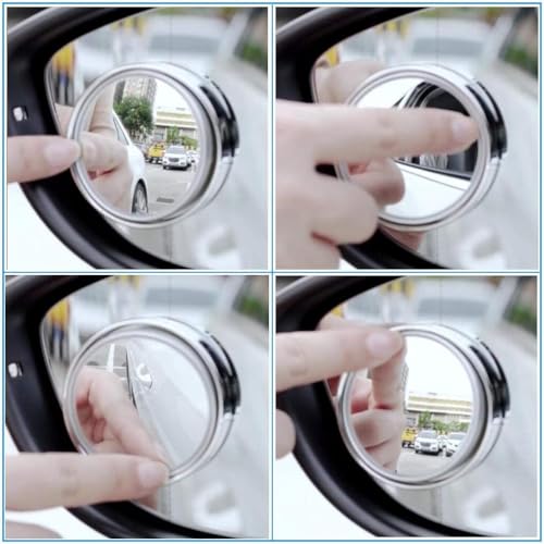 Image of 360 Rotatable HD Blind Spot Mirror (2 Pcs) - Convex Wide-Angle Car Side Mirror with 3M Adhesive, Waterproof & Rustproof, Universal Fit for Cars, SUVs & Trucks (Pack Of 2)