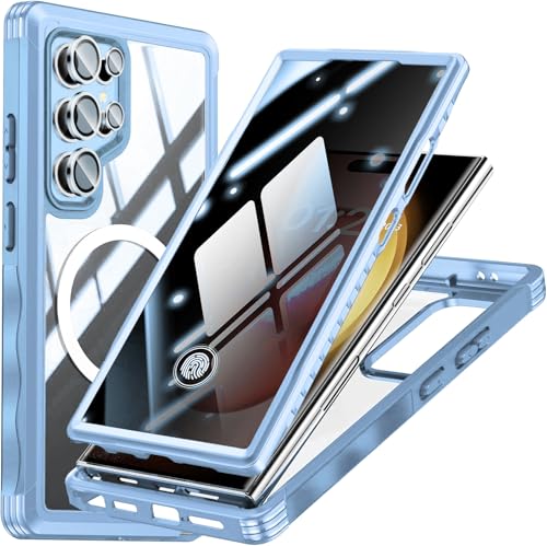 Coque magnétique pour Samsung Galaxy S25 avec protection intégrale premium en verre trempé
