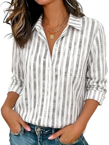 Image of Soft Wrinkle-Free Button Down Stretch Shirts for Women, Breathable Moisture-Wicking Casual Work Dress Tops