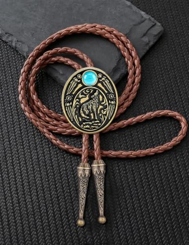 Image of HUABOLA CALYN Bolo tie, Handmade Round Shape Western Cowboy Bola Tie
