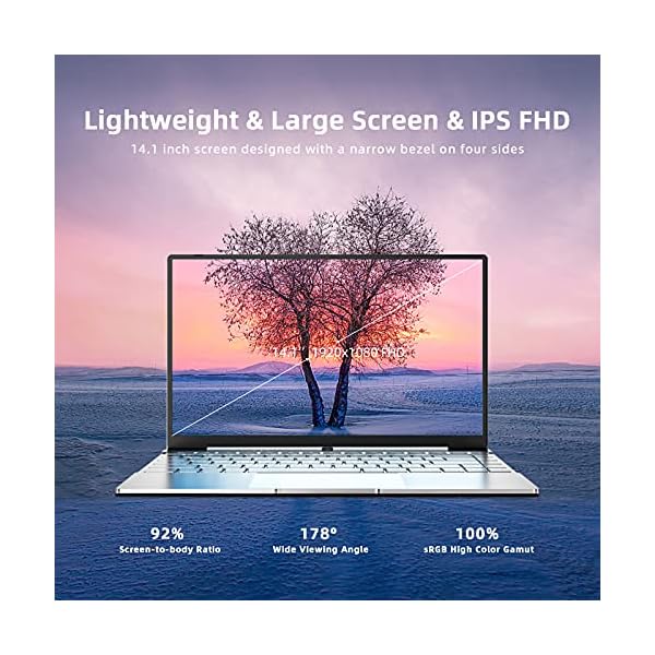 DERE V14 AIR Laptop 14.1 inches Thin Laptop Computer, Intel i7-7500U Processor, 16GB DDR4, 512GB SSD, 1920x1080 FHD Display Backlit Keyboard Full Metal Body Windows 10, USB 3.0, Type C, Silver