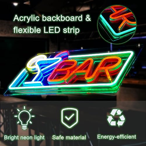 Image of Bar LED Neon Light Sign USB Operated with Switch for Home Business Storefront Window Glass Door Shop Bar Pubs Hotel Club Bistro Party (Red BAR)