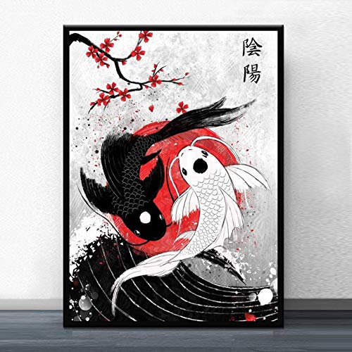 Toile Carpe Koi Yin Yang impression Giclée d'art mural moderne pour décoration raffinée