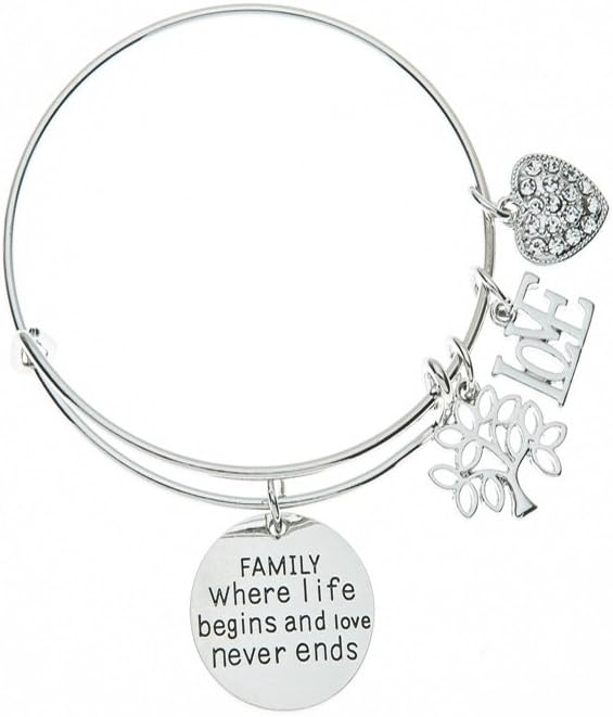 Family Tree Bracelet, Family Where Life Begins And Love Never Ends Bangle for Women