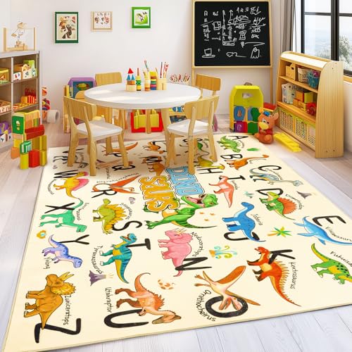 Image of Bolacrom Kids Rugs for Playroom Educational Rug for Learn The ABC Alphabet, Soft Machine Washable Non-Slip Cute Carpet for Classroom Toddler Nursery Kids Room Decor Mat