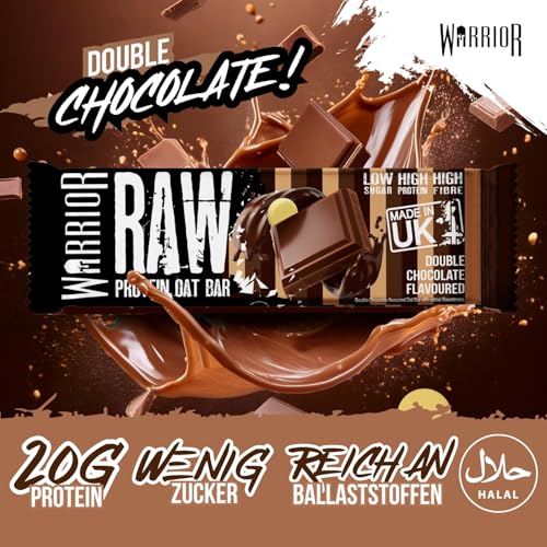 Warrior Raw Proteinriegel 12 x 75 g – Doppelte Schokolade 12 Riegel, ballaststoffreich, mit Protein & Hafer… – Ansicht 3