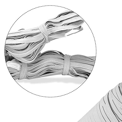 Cordon élastique plat de 5 mm - Bande élastique blanche tressée - Cordon élastique fin pour couture, tricot, fabrication de masques faciaux, travaux manuels, vêtements, 10 m Cover