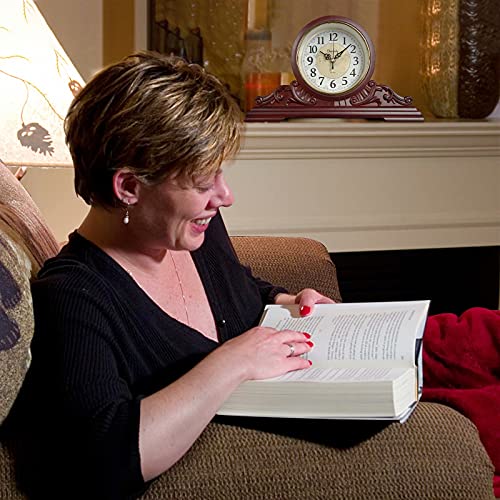 Table Clock, Antique Desk Clock, Modern Quartz Movement-Continuous Scanning (Ultra-Quiet), Suitable For Mantel/Desktop, Living Room Decoration (Maroon) #TOP6