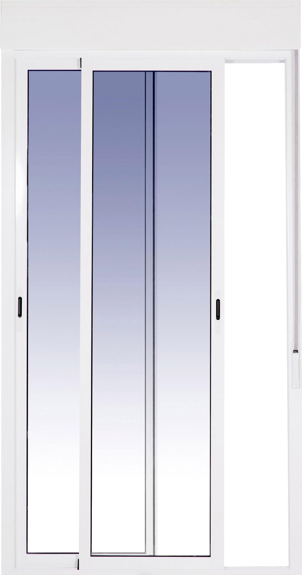 Ventanastock Balconera Aluminio Corredera Con Persiana (PVC) 1400×2185 2 hojas (marco y cajón persiana en kit)