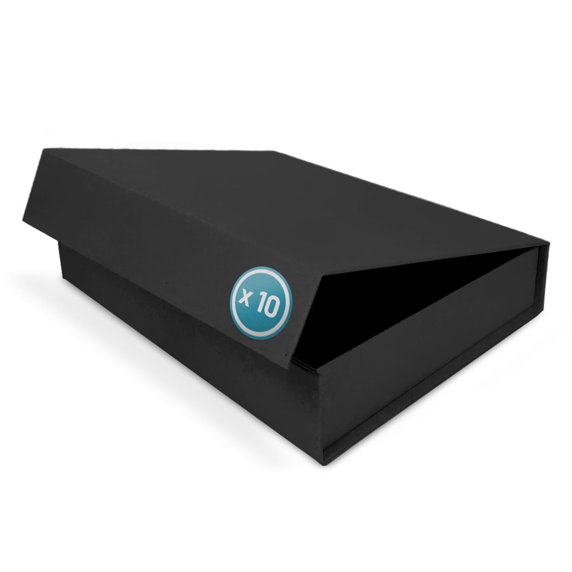 Verpackungswelt Geschenk-Box mit Deckel | 23 x 17 x 5 cm (10er Pack) | Geschenk-Karton mit Magnet-Verschluss | Perfekt für Geburtstag, Hochzeit, Weihnachten, Geburt | Geschenk-Verpackung in Schwarz
