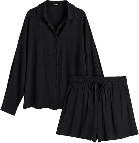 AUTOMET Conjunto de 2 piezas de ropa de descanso a juego de 2 piezas para descansar y descansar en primavera 2024