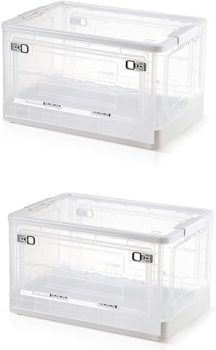 52 cuartos de galón. Contenedores de almacenamiento grandes con tapas, cajas de almacenamiento plegables apilables de plástico con hebillas y asas,