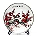 LiamwA Decorative Ceramics Hanging Plates, Decorative Ceramic Plates, 26cm Jingdezhen Porcelain Pastel Plum Hanging Plate Decoration Home Living Room Decoration