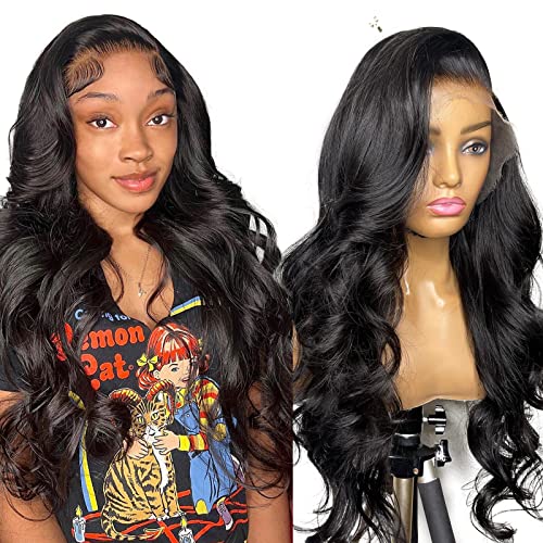 13x6 Lace Front Wigs Human Hair 180% Density 16 Inch Body Wave Transparent HD Lace Front Wigs Human Hair Pre Plucked for