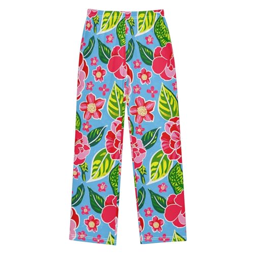 J JOYSAY Camellia Flower Leaves Pajamas Pants Soft Long Pajama Bottoms Lounge Sleep Pants Size S-XL