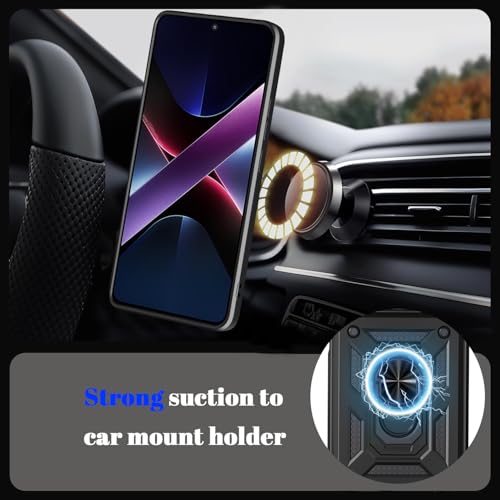 Image of Shockproof Back Case Cover for Poco X8 Pro Max 5G, Shockproof Poco X8 Pro Max Back Cover, Ring Case with Kickstand and Camera Protection Shutter - Black