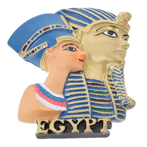 Amosfun Imán para Nevera del Antiguo Egipto en Resina 3D, Decoración Magnética Creativa para Refrigerador, Imán Decorativo del Hogar Diseño Faraón y Reina, Accesorio Frigorífico Único
